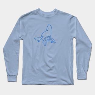 Capybara chilling with Ducks in blue ink Long Sleeve T-Shirt